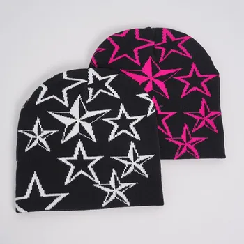 2023 Нови crochet-шапки-бини, топло защитна капачка за уши, наградата на жакард шапки ръчно изработени със звездите, есенно-зимните шапки за мъже и жени