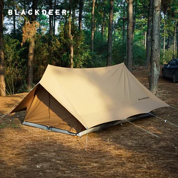 BLACKDEER Открит къмпинг памучен палатка с двойна козирка, удебелена непромокаемая луксозна палатка с много пространство, дишаща палатка