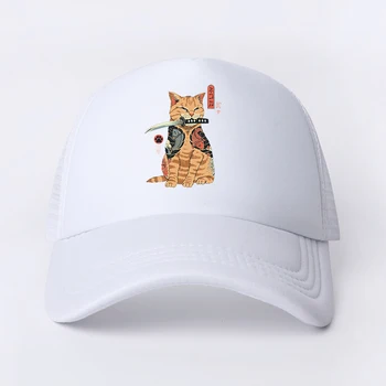2021 Японската аниме котка Ежедневни проста окото бейзболна шапка, регулируеми шапки възстановяване на предишното положение, за жени, мъже, рекламни бяла шапка в стил хип-хоп