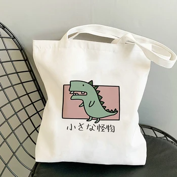 Чанта с динозавром, женствена чанта за пазаруване, холщовая чанта за пазаруване с персонализирано лого, Еко-сгъваеми дизайнерски чанти, тъканно чанта през рамо с принтом за