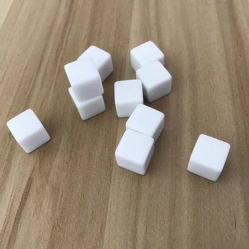 10 бр./лот на едро, бял празен набор от кубчета с квадратна ъгъл, 12 мм, кубчета могат да пишат и нарязани на детски образователни инструменти, настолна игра