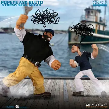 Оригинален MEZCO ПОПАЙ: Попай & Bluto Stormy Seas Ahead 1/12, комплект кутии на склад, колекция от аниме-екшън, модели на детски играчки