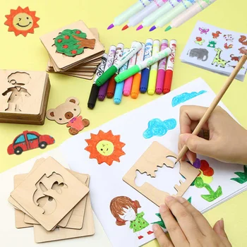 20 парчета детски играчки за изготвяне на Монтесори, дървени шаблони за изготвяне на 