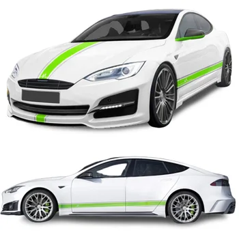 Спортна Зелен Стикер на Талията за Тялото, Стикер на предния Капак на Райе, Виниловое Графично Украса за Tesla Model S X