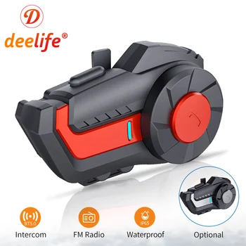 Deelife Bluetooth мотоциклет с домофонна система, безжичен водоустойчив каска, слушалка, микрофон, мото слушалки