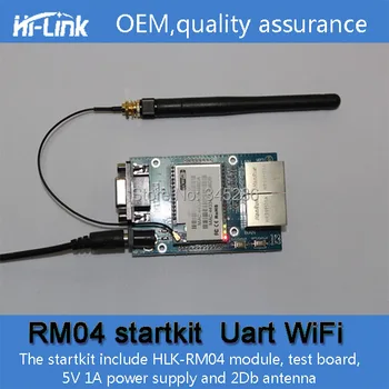 Безплатна доставка сериен Uart към wifi dual ethernet dual RS232 модул WiFi с външна антена Start kit HLK-RM04