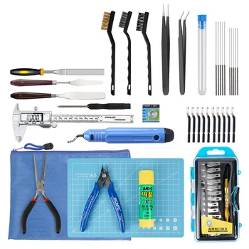 49 бр./компл. набор от инструменти за 3D-принтер Debur Набор от инструменти за почистване и премахване на обрезного ножа, напильники, телена четка, стъргало, челюсти