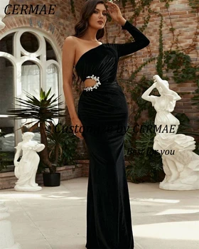 CERMAE, расшитое мъниста дълго бархатное шифоновое елегантна вечерна рокля за бала, черни вечерни рокли-калъфи за жени 2023