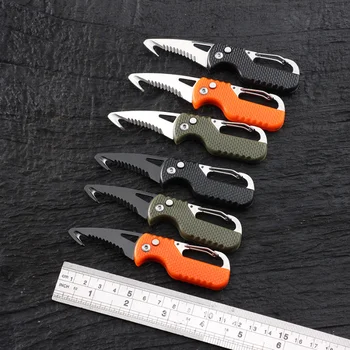 Портативен Сгъваем Нож Експрес-Осъществяване на Нож с Подарък Ключодържател С Зазубренным на една Кука Нож За Носене на Открито За Къмпинг Отварачка За Оцеляване Инструменти
