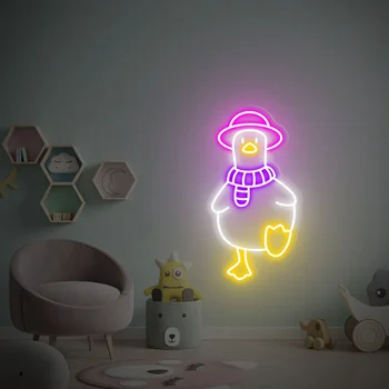 Гъши неонова реклама Спалня по поръчка Патица led светлини Стенен естетичен начало декор Лампа за детска стая Страхотен знак за партито по случай рождения ден на Liveroom Лампа