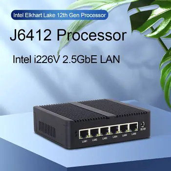 Мини PC BEBEPC Intel Celeron J6412 I226-V 2.5 G 6 LAN DDR4 Без вентилатор Pfsense защитната Стена на Рутера Слот за SIM-карти Индустриален Компютър