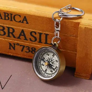 Ключодържател за алпинистко оборудване, подарък за пътуване, ретро джобен компас от с сплав, ключодържател, компас за къмпинг, мини-компас
