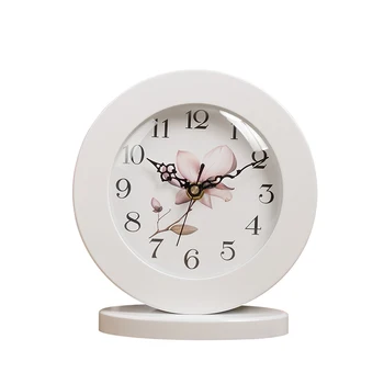 6-цолови бели класически дървени тихи настолни часовници Ретро творческа изкуство Настолни часовници Home decro