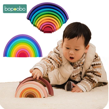 Bopoobo Набор от детски образователни играчки с десет мрежи, дъгата хранително-вкусовата годни за консумация силиконов материал, играчки със собствените си ръце, за деца, познавателен цвят