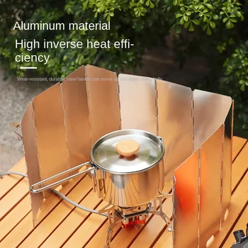 Печка за бивакуване на открито, ветрозащитная печка от ултра-леки алуминиеви сплави, сгъване с капаче, 10 броя с тъканната чанта