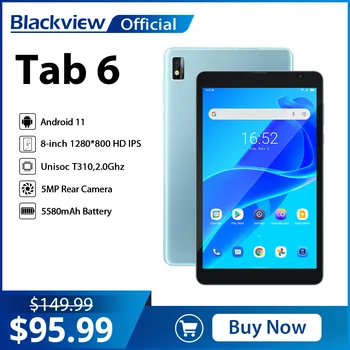 Blackview Tab 6 таблет 8 инча, 3 GB, 32 GB, Android 11 5580 ма Tablet PC 4G WIFI LTE таблети за телефонни разговори Kindle ebook
