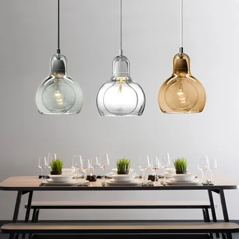 Модерен led окачен лампа в минималистичном стил от стъклен тиква с една глава, декоративни лампи за помещения за хранене, бар, осветление на хола