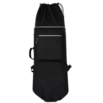 Раница за скейтборд с двойно перекидным механизъм, чанта за земята дъски за сърф, чанта за лонгборда, чанта за носене на скейтборд, аксесоари, черен L