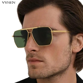 Модерен Квадратен Поляризирани Слънчеви Очила, Мъжки, Женски Луксозни Маркови Дизайнерски Polar Слънчеви Очила Мъжки Големи Метални Нюанси Точки UV400