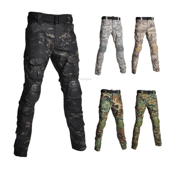 Тактически панталони с наколенниками, камуфляжные ловни панталони за стрелба с лък, спортни панталони за еърсофт оръжия, пейнтбола, панталони-cargo