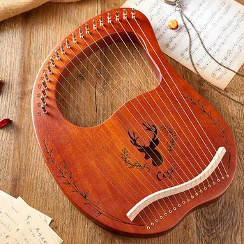 Преносима арфа, лесни за научаване Преносима 19-струнен дървена лира, пиана, нишевый музикален инструмент с аксесоари за начинаещи